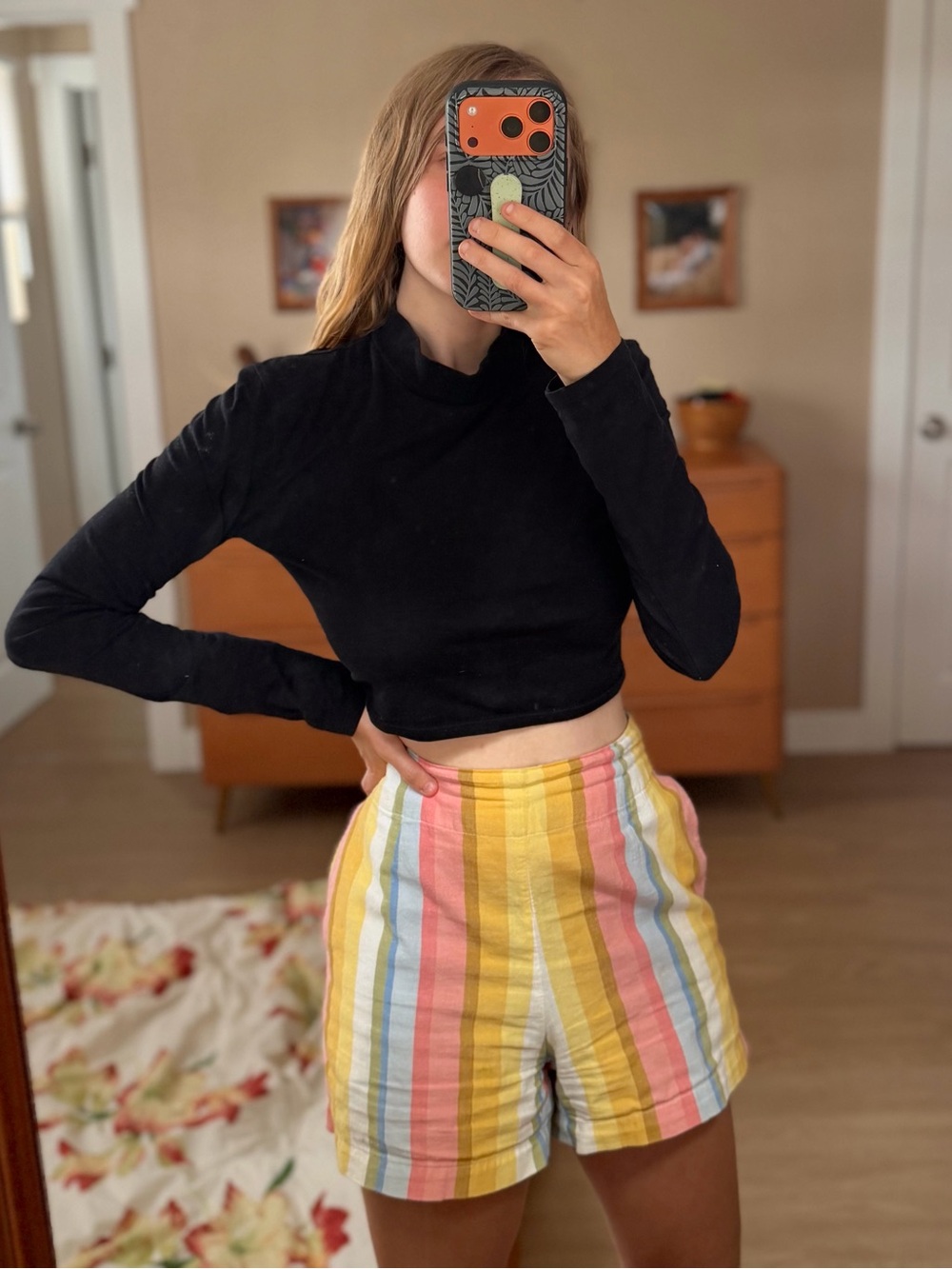 Forever 21 Black Mock Neck Cropped Long-Sleeve